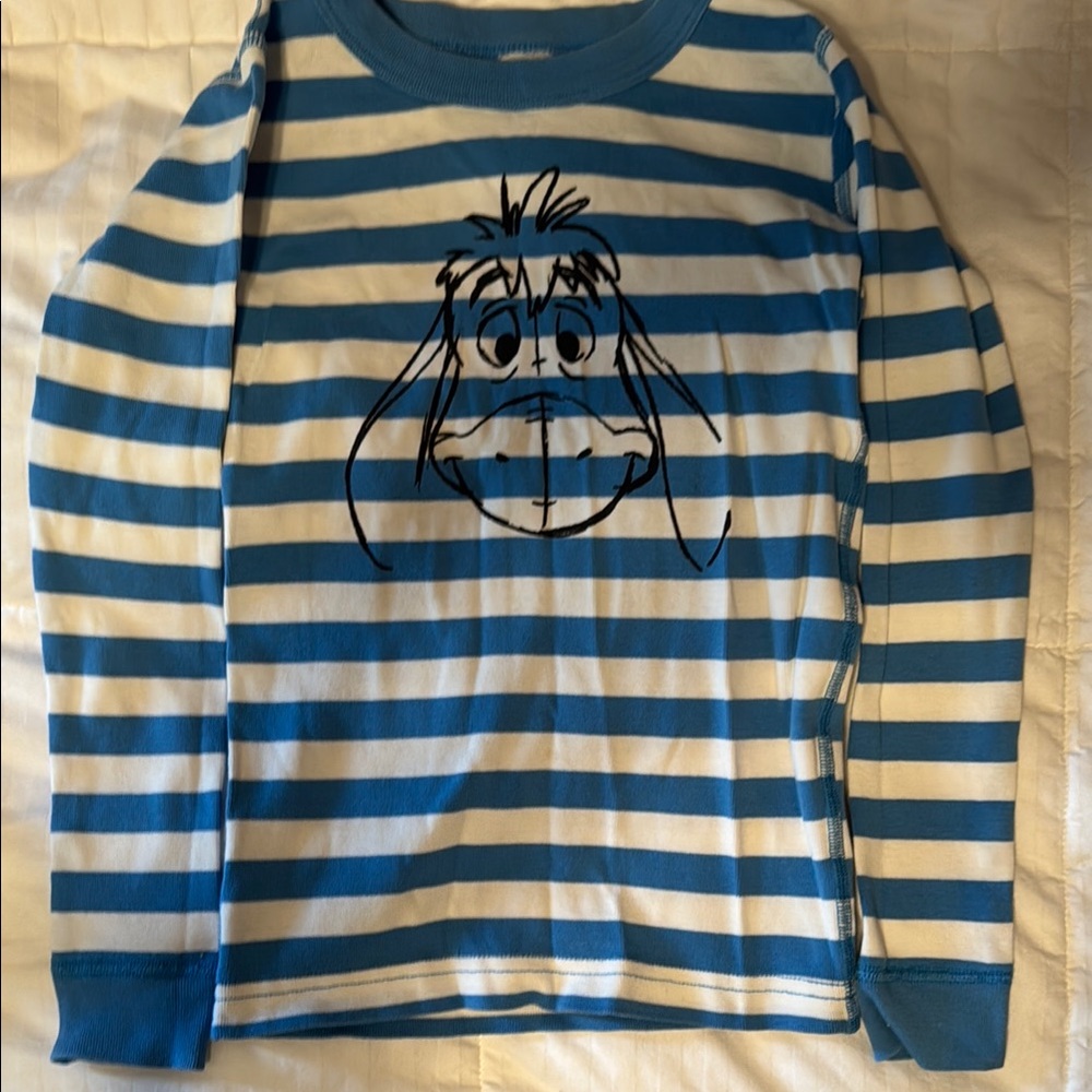 Hanna Andersson Blue and White Pajama Set with Stripes Disney Eeyore